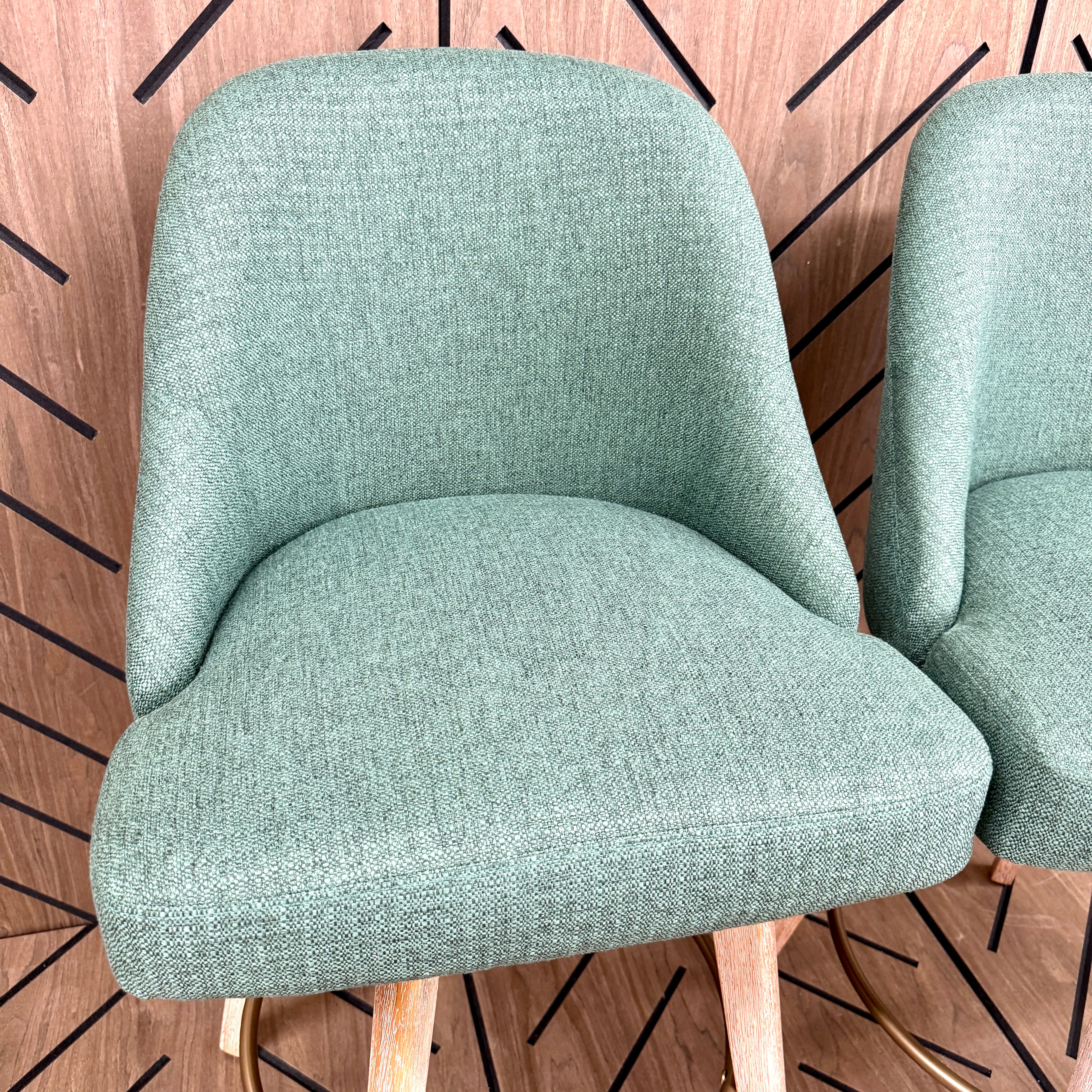 Set of 2 Green Upholstered Swivel Counter Stools 26in
