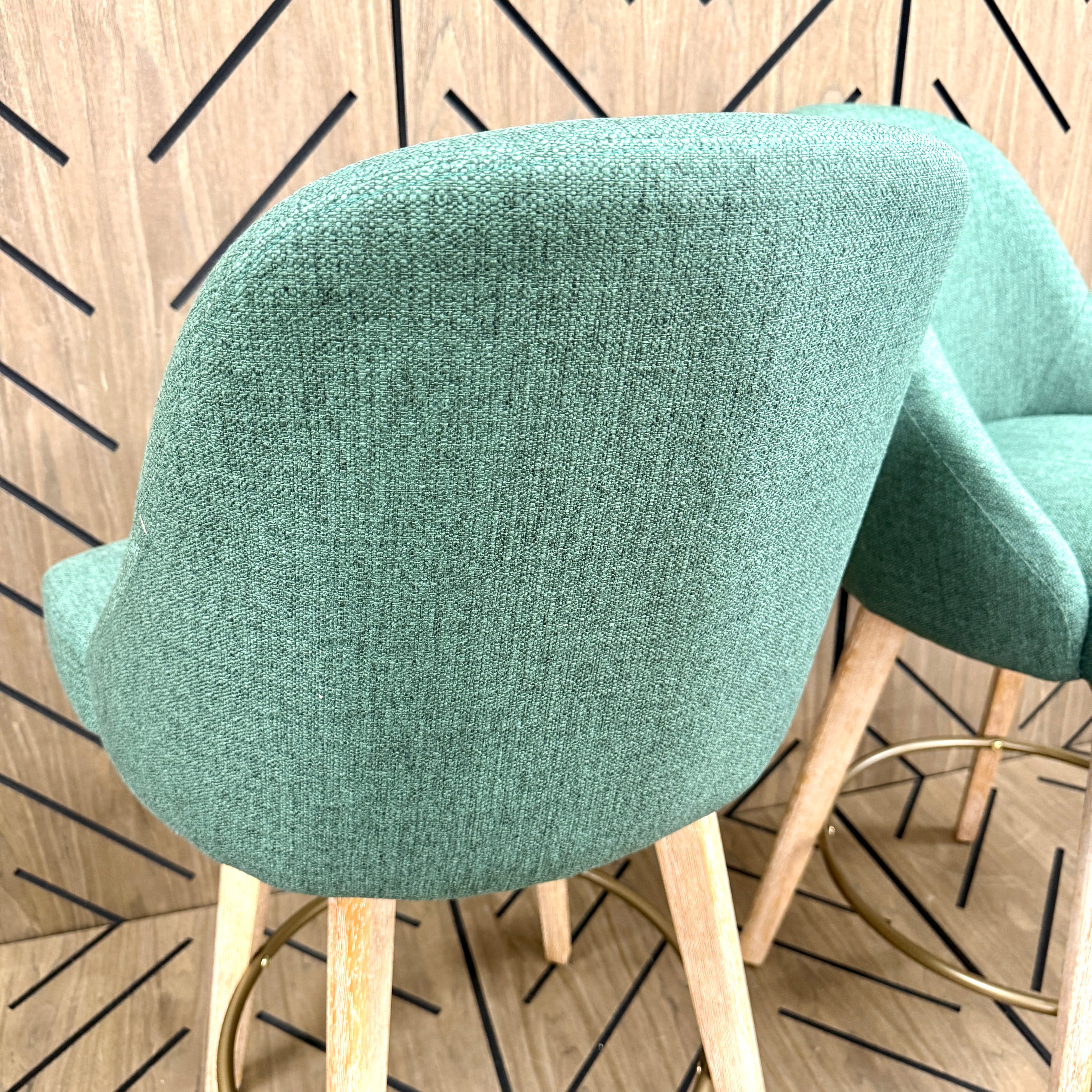 Set of 2 Green Upholstered Swivel Counter Stools 26in