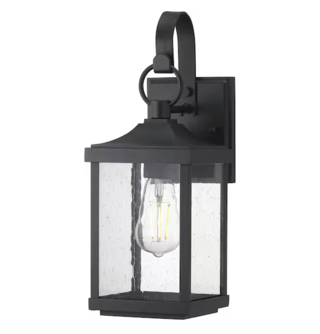 Progress Lighting Park Court Outdoor Wall Lantern – Black Seeded Glass