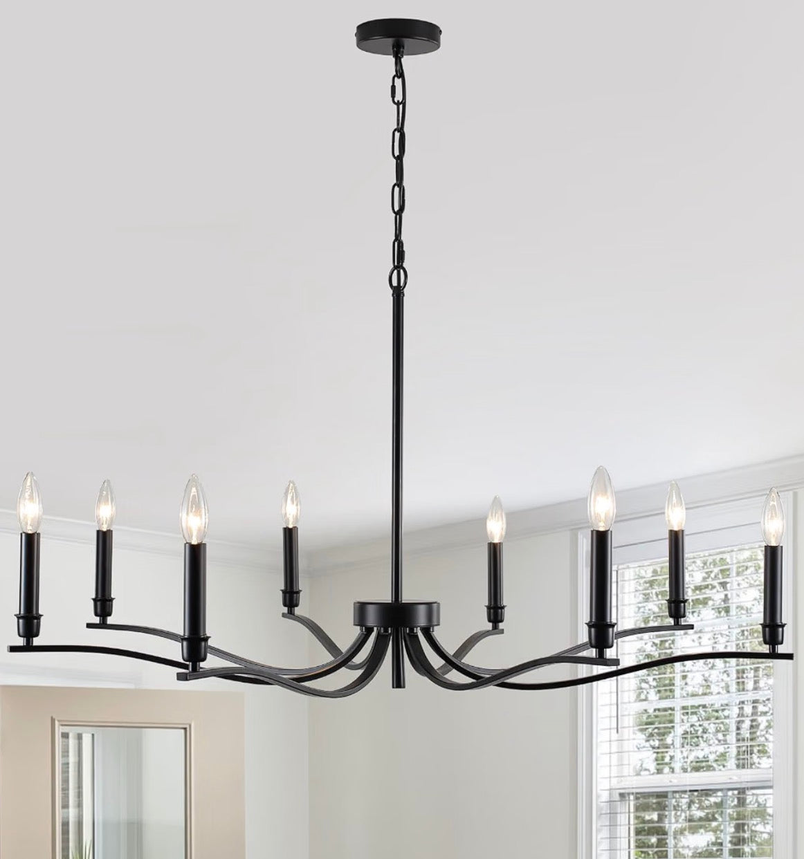 PAKOKULA 8-Light Black Farmhouse Chandelier – Modern Industrial Dining Room Light Fixture