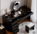 Homary Black LED Makeup Vanity Desk Set w/ Lighted Mirror & Stool