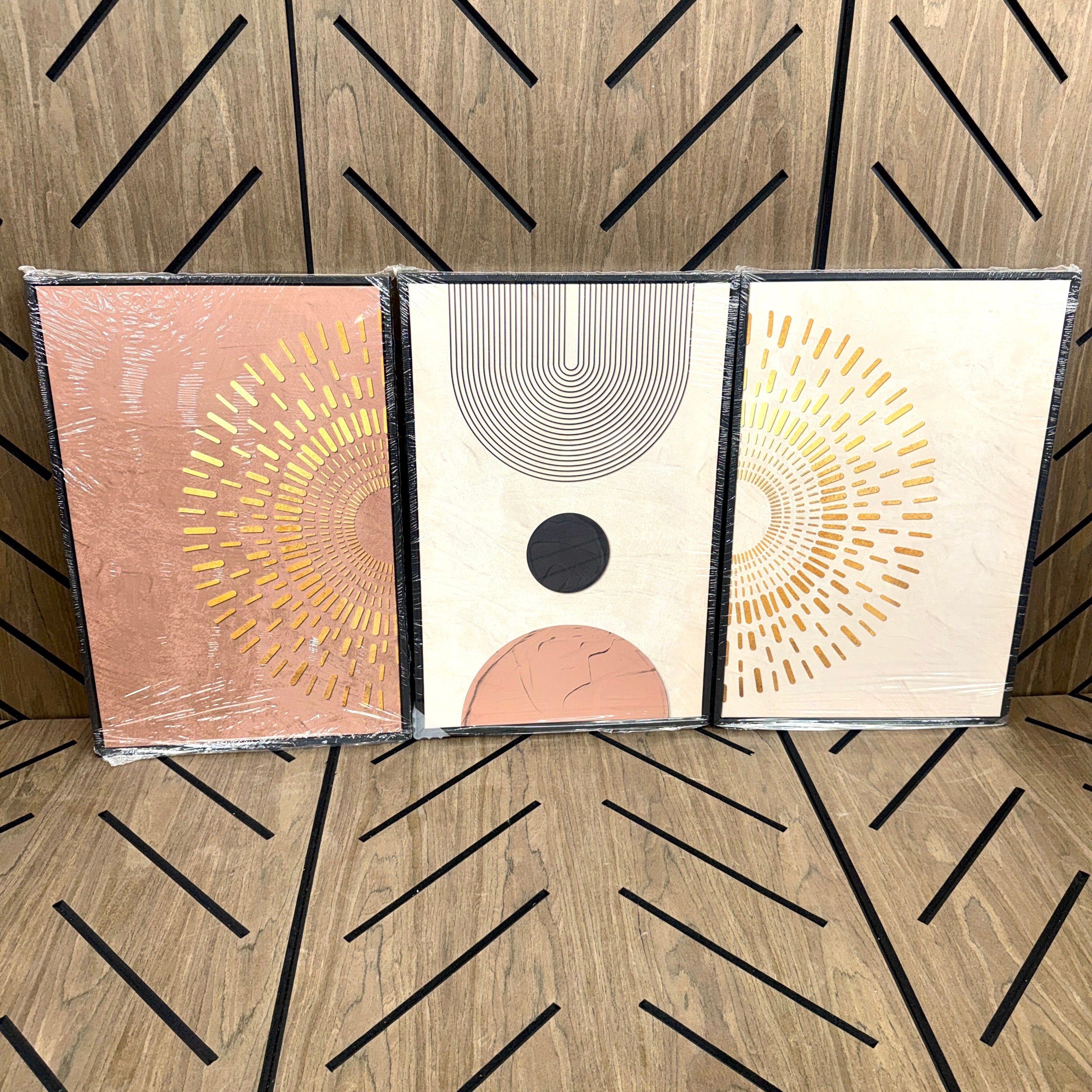 3-Piece Framed Boho Abstract Wall Art Set 16x24