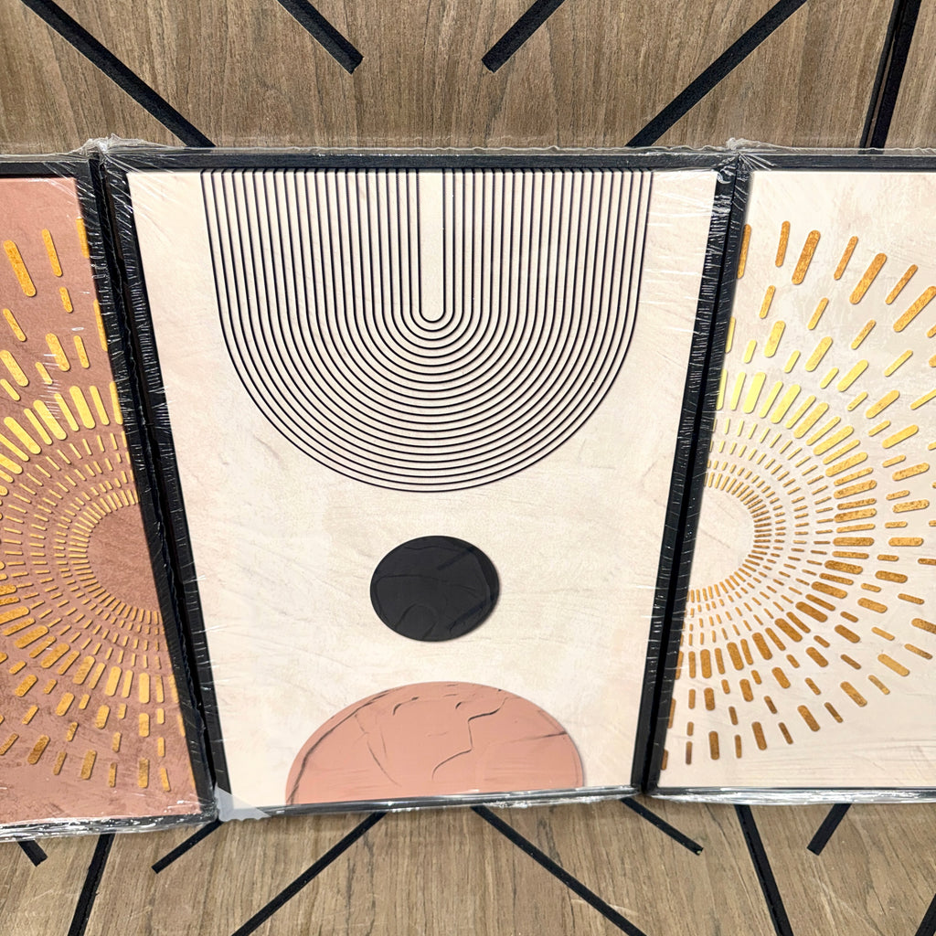3-Piece Framed Boho Abstract Wall Art Set 16x24