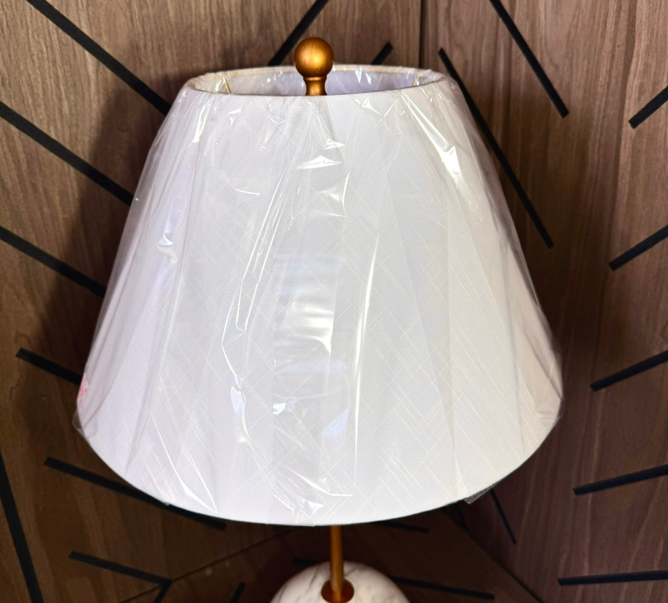 JONATHAN Y Gold & White Marble Table Lamp - LED Bulb Included - New Open Box