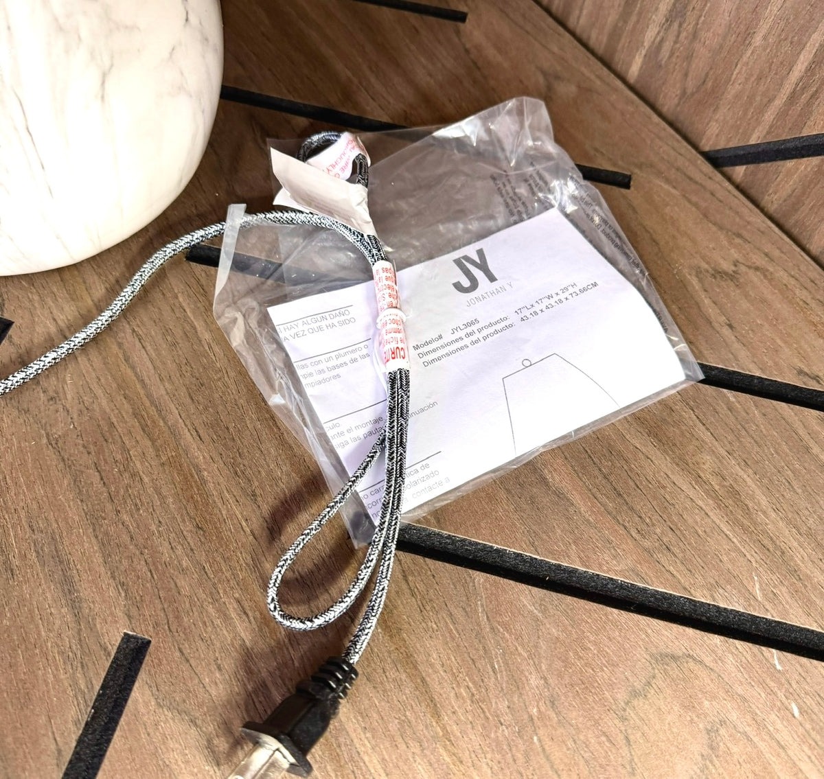 JONATHAN Y Gold & White Marble Table Lamp - LED Bulb Included - New Open Box