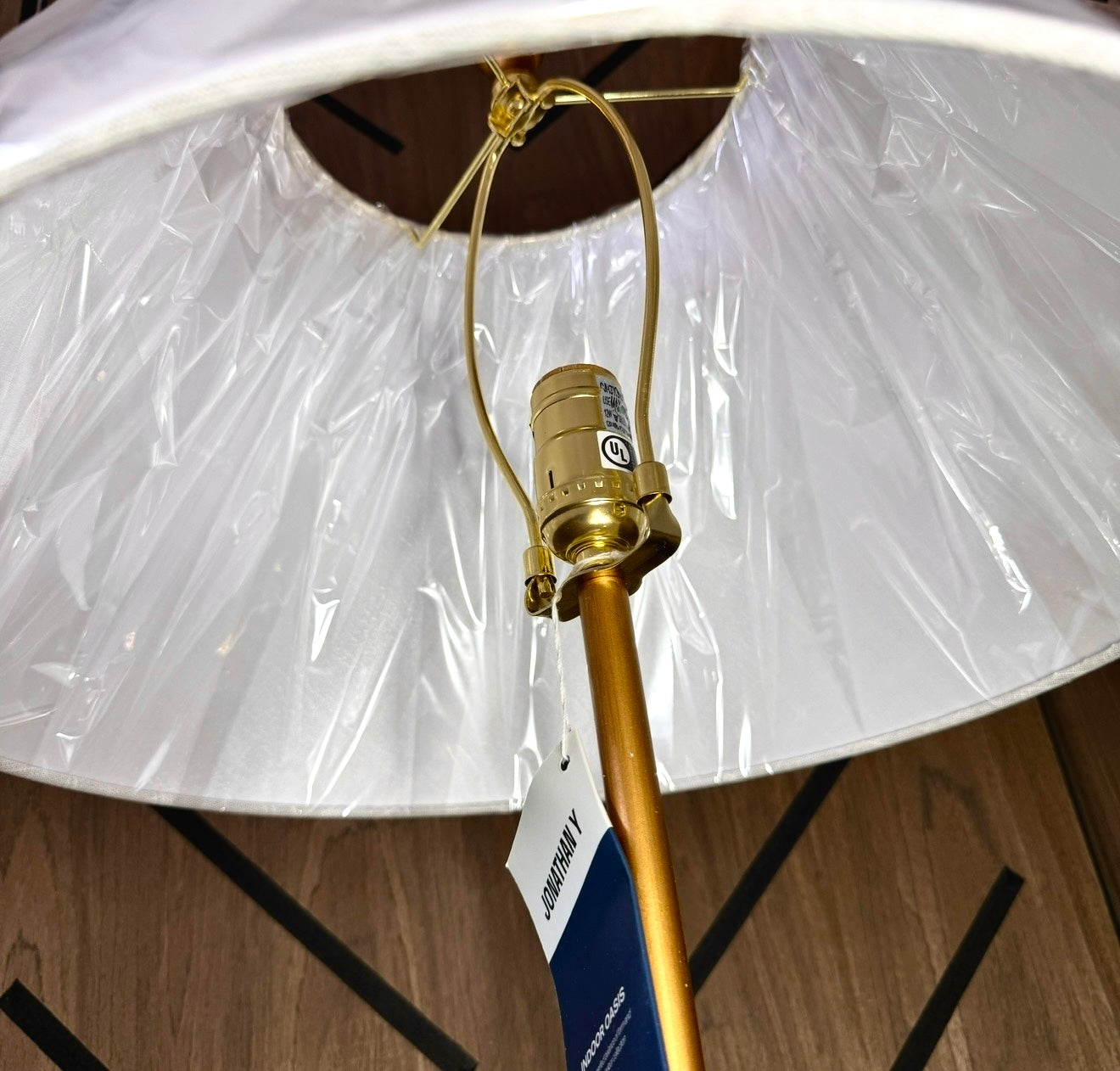 JONATHAN Y Gold & White Marble Table Lamp - LED Bulb Included - New Open Box