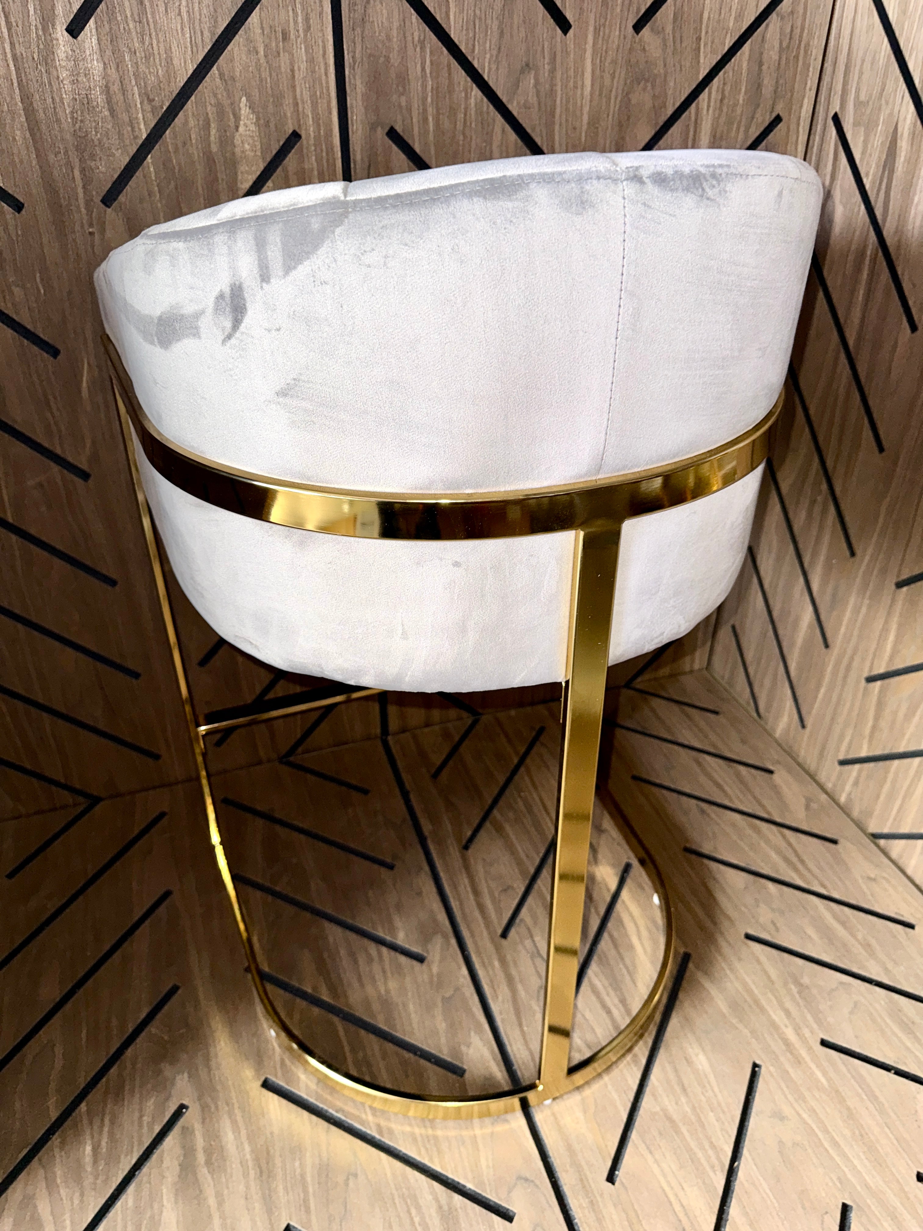 Mercer41 Gray Velvet Counter Height Bar Stools Set of 2 - Gold Frame