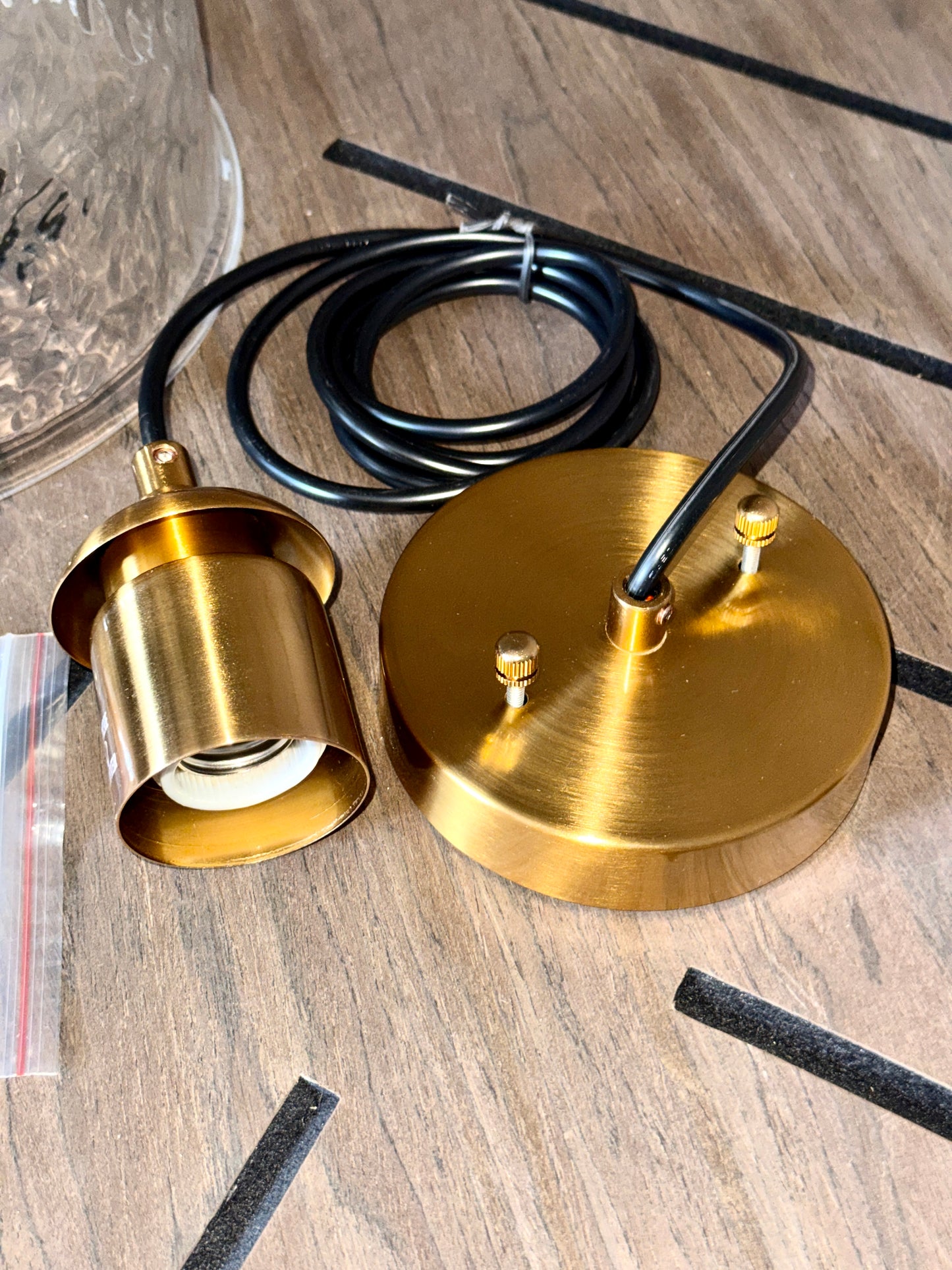 Uolfin Hammered Glass Dome Pendant Light - Black & Copper - New Open Box