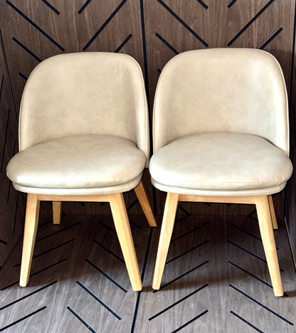 KISLOT Beige Upholstered Dining Chairs Set of 2 - Wood Legs - New Open Box