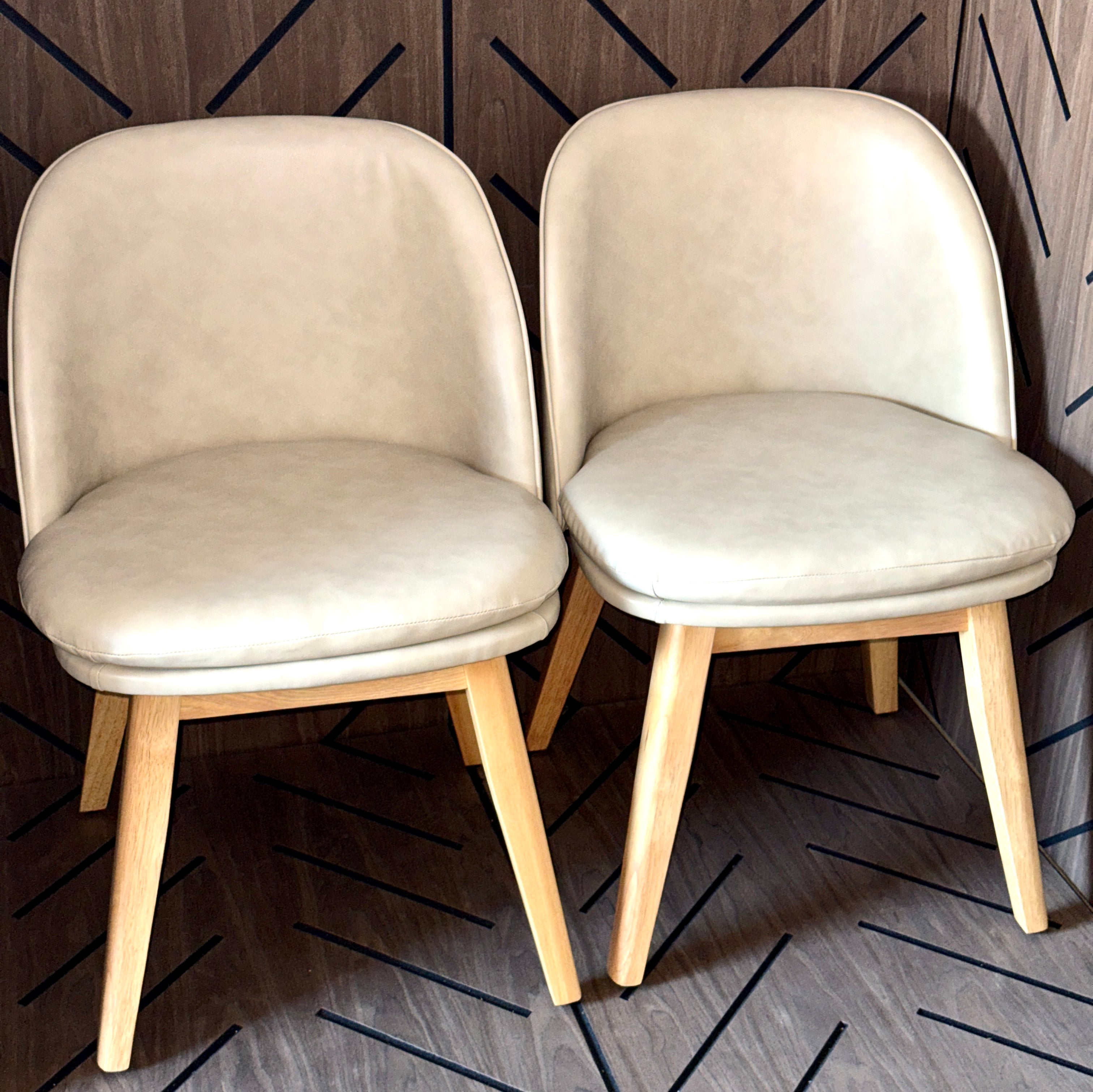 KISLOT Beige Upholstered Dining Chairs Set of 2 - Wood Legs - New Open Box