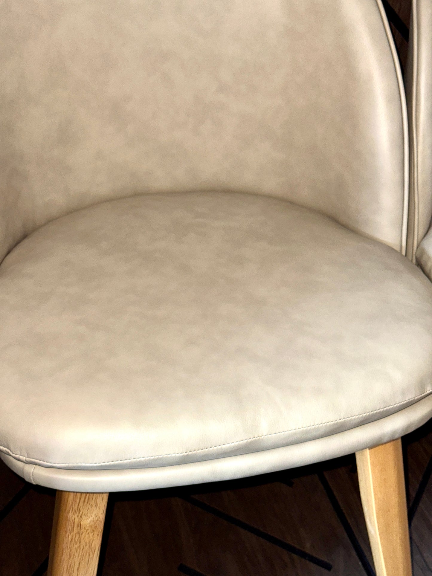KISLOT Beige Upholstered Dining Chairs Set of 2 - Wood Legs - New Open Box