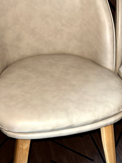 KISLOT Beige Upholstered Dining Chairs Set of 2 - Wood Legs - New Open Box