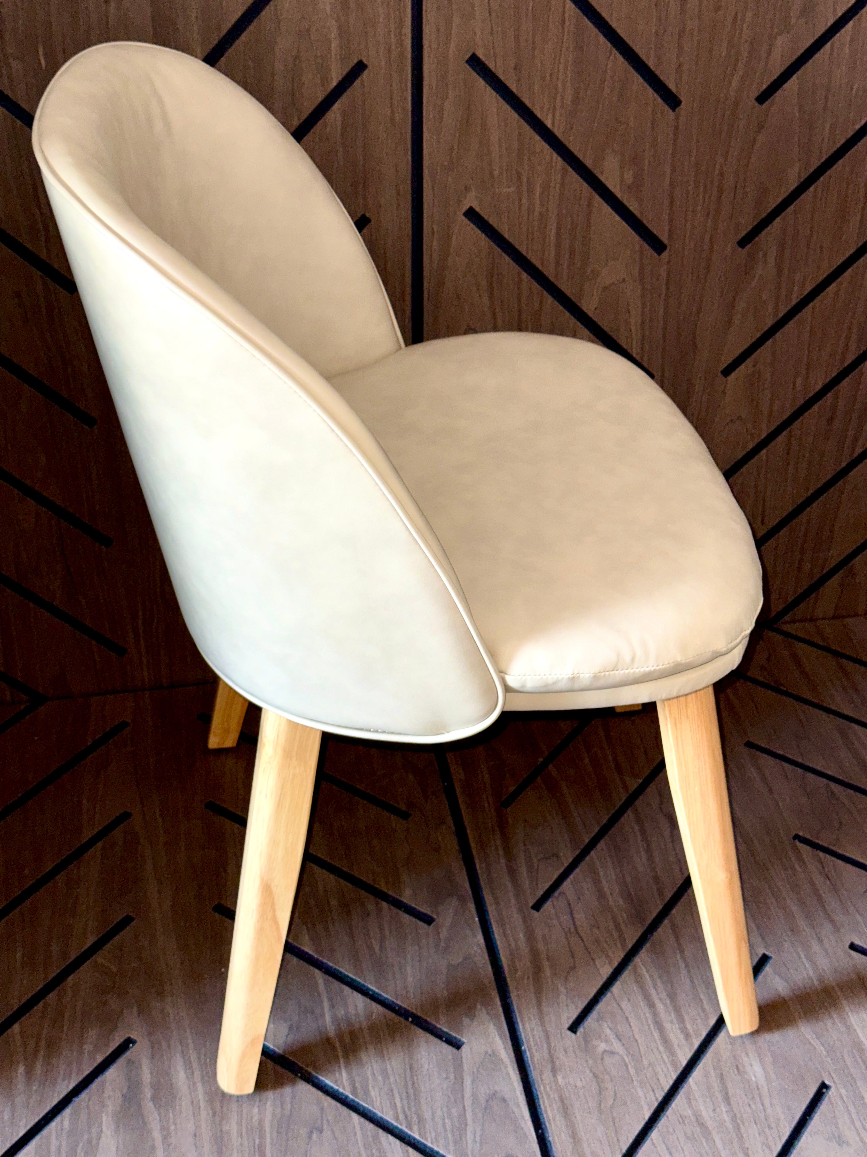 KISLOT Beige Upholstered Dining Chairs Set of 2 - Wood Legs - New Open Box
