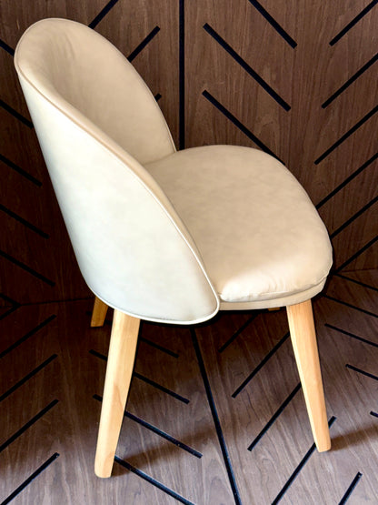 KISLOT Beige Upholstered Dining Chairs Set of 2 - Wood Legs - New Open Box