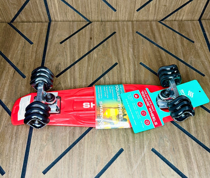 Shark Wheel 22” Cruiser Skateboard - Red Deck / Black Wheels - Brand New