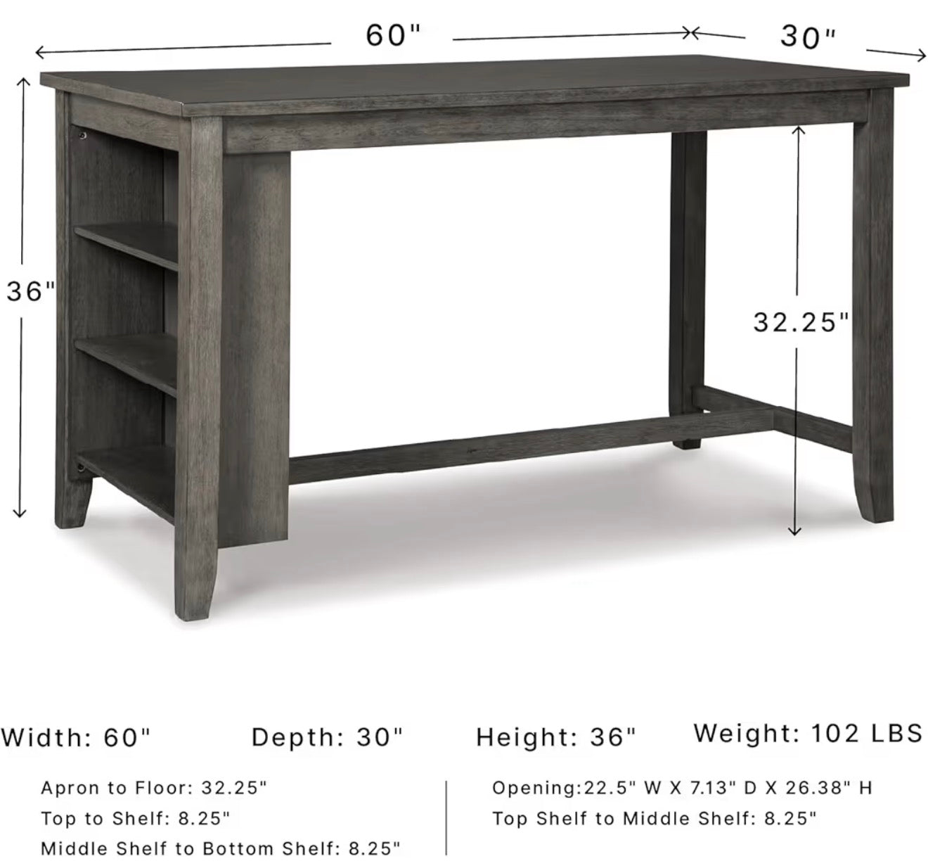Signature Design by Ashley Caitbrook 60 inch Counter Height Dining Table Graywash